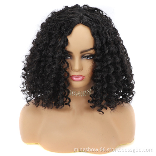 High quality afo synthetic cheap wavy kinky bob wig for black women
